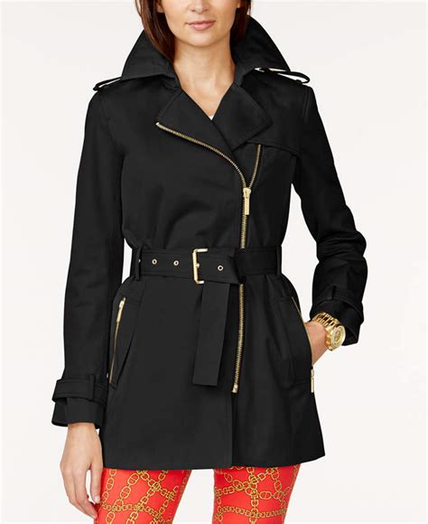 michael kors trench coat m7225 petite black|Michael Kors Women's Black Coats & Jackets .